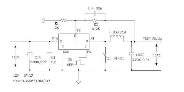 CXSD6253  380KHz fixed frequency PWM buck (step-down) DC/DC converter capable of driving a 2A load with high efficiency