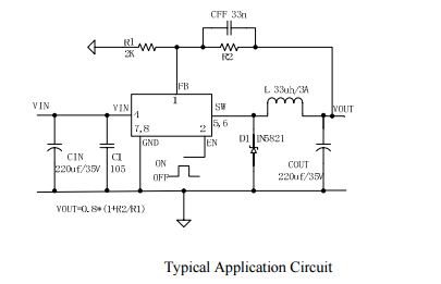 CXSD6256 Wide 3.6V to 18V Input Voltage Range PWM buck (step-down) DC/DC converter  3A load with high efficiency