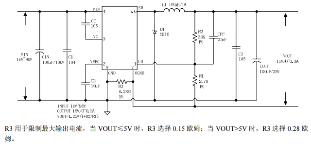 CXSD6267固定150KHz开关频率0.6A输出电流高压降压型DC-DC转换器频率补偿电路