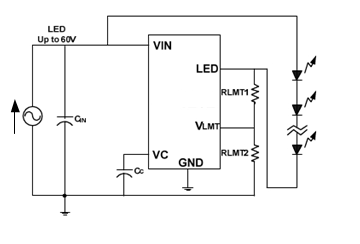 CXLE8947驱动LED串通过VC与GND之间的电容器消除交直流电源上的100/120Hz电流纹波最大LED电流内部限制在1.6A输入电压5V~60V内置60V功率MOSFET可编程LED电流纹波阴极电压