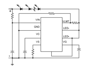 CXLC891030 CXLC89103A 60V NMOSFET集成驱动LED串通过VC和GND之间的电容器消除AC/DC电源上的100/120Hz LED电流纹波与调光和电子负载应用齐纳二极管用于输入电压钳位LED电流纹波的可编程幅度