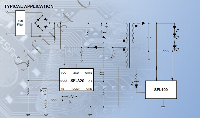 SFL320 will clear external EA Feedback Network before IC power on. The IC also has Soft Start control to soften the stress on the MOFET during power on period.