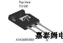 Best in Class VCE enables high efficiencies,Low turn-off switching loss due to fast turn-off time,AOK20B120E1, AOK15B60D1,AOK20B135E1,AOK20B60D1,AOK20B135E1,AOK20B135d1